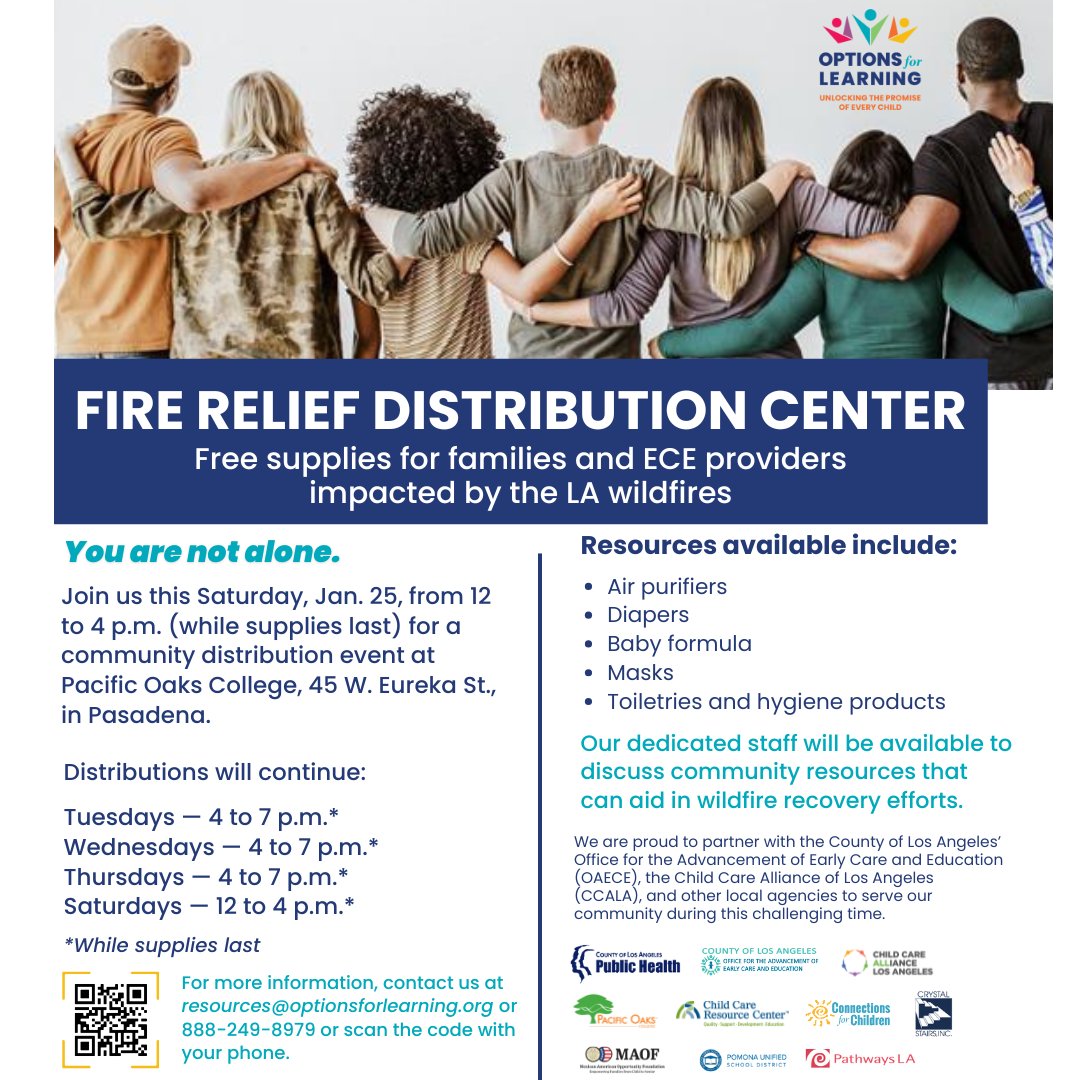 Free supplies are available for families and early childhood education providers affected by the LA wildfires! Stop by this Saturday, Jan. 25, from noon to 4 p.m. (or while supplies last) at Pacific Oaks College, 45 W. Eureka St., Pasadena.

📷Air purifiers are available