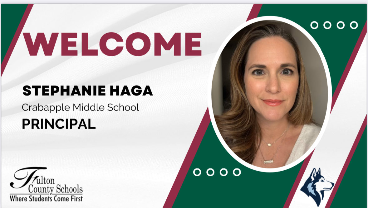 Angela Parham (@fultonzone5) on Twitter photo 📣Exciting news! We’re thrilled to welcome <a href="/haga_stephanie/">Stephanie Haga</a> as the new principal <a href="/CMShuskypride/">Crabapple MS</a>! With a vision for excellence, a passion for student success, & a commitment to collaboration, Ms. Haga is ready to embrace the Husky community. <a href="/FultonCoSchools/">FultonCountySchools</a> 📣Exciting news! We’re thrilled to welcome <a href="/haga_stephanie/">Stephanie Haga</a> as the new principal <a href="/CMShuskypride/">Crabapple MS</a>! With a vision for excellence, a passion for student success, & a commitment to collaboration, Ms. Haga is ready to embrace the Husky community. <a href="/FultonCoSchools/">FultonCountySchools</a>