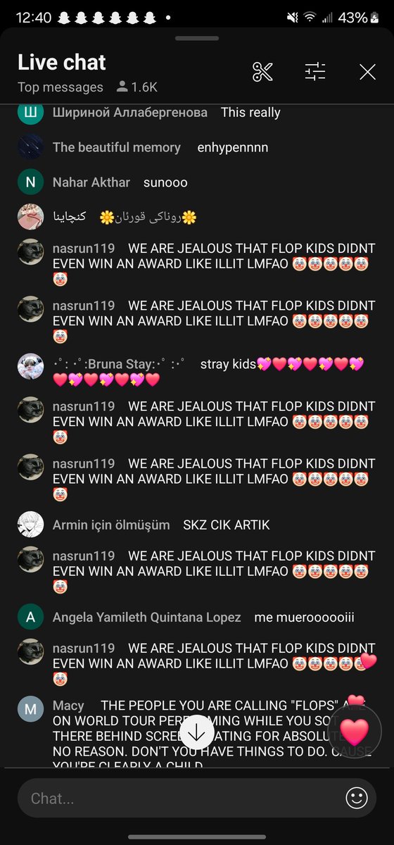 20cmbts's tweet photo. This account nasrun119 spreading vile hate under the comments of an award show... and you'll never believe who they stan... actually I'm not surprised... and they have multiple accounts too https://t.co/5luaJbxdTb