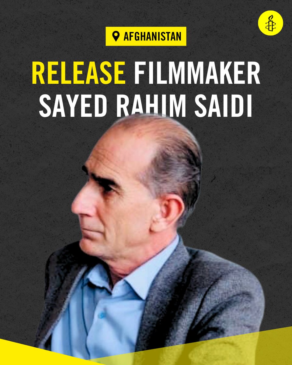 amnestysasia's tweet photo. ❗❗Urgent Action: The Taliban have arbitrarily arrested and detained filmmaker Sayed Rahim Saidi since July 2024. He has been denied fair trial, adequate healthcare and medicine as his health deteriorates. Saidi must be immediately and unconditionally released.
🖊️Take action now: https://t.co/NRF1a19CBF
#FreeSaidi #Endcrackdownondissent