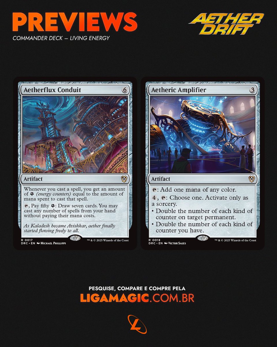 ligamagicbr's tweet photo. Um dos decks de Commander de #MTGAetherdrift foi revelado: Living Energy.
Aqui você confere os cards inéditos que estarão presentes no produto e a lista toda completinha, em breve, na LigaMagic 😁
#MagicTheGathering #MTGCommander #MTGCMD https://t.co/jvUh13srSi