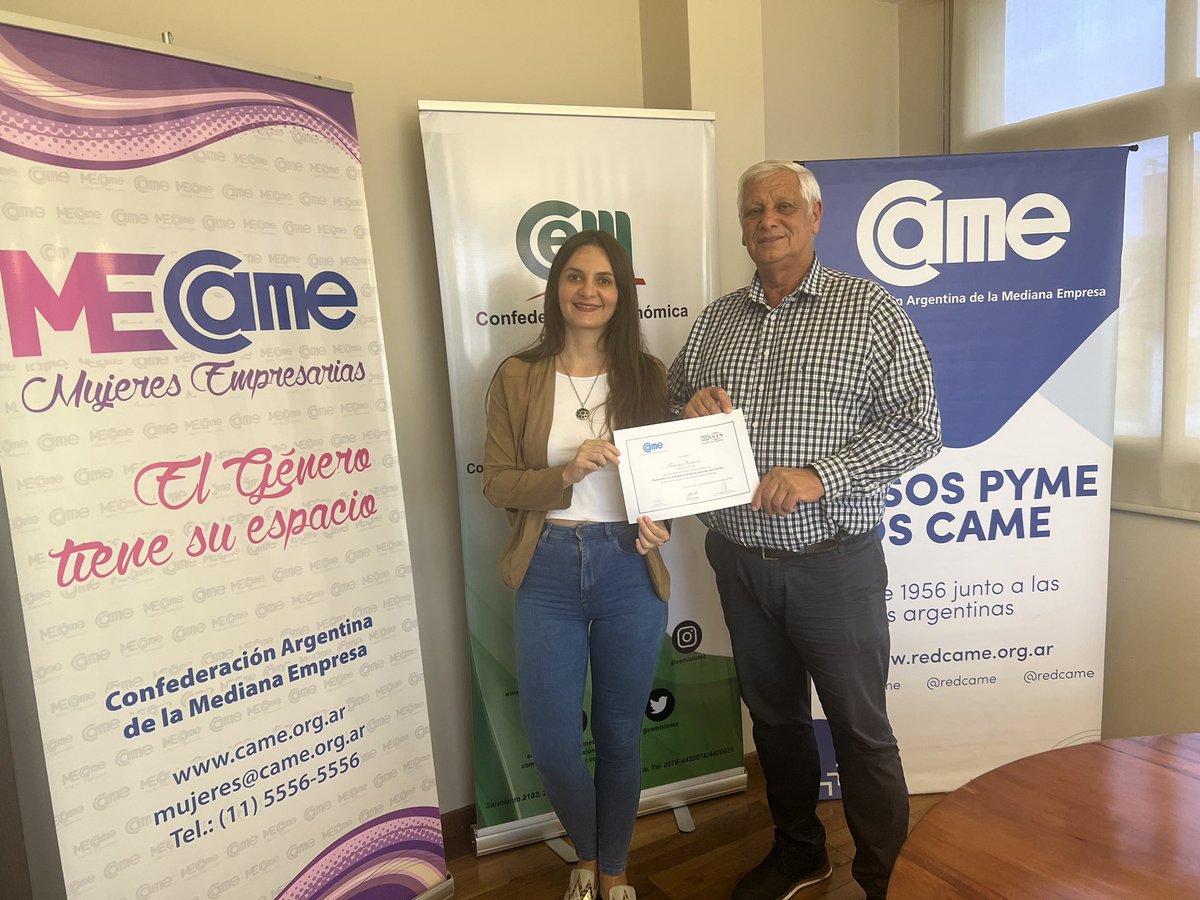 Continúan en #Misiones las Diplomaturas de  <a href="/CAMEEscuela/">Escuela de Negocios CAME</a> 

📍En Posadas, el presidente de la CEM, Guillermo Fachinello entregó los certificados de la Diplomatura en Inteligencia Artificial Aplicada para PYME y Diplomatura en Gestión del Capital Humano en Pymes
<a href="/redcame/">CAME</a>