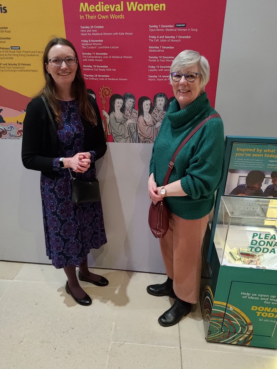 Here's our Head of School, Amy Livingstone with our Professor of Medieval Studies, Louise Wilkinson at the British Library's "Medieval Women in their Own Words" exhibit. Two experts on medieval women attending an exhibit which Prof. Wilkinson helped to curate!