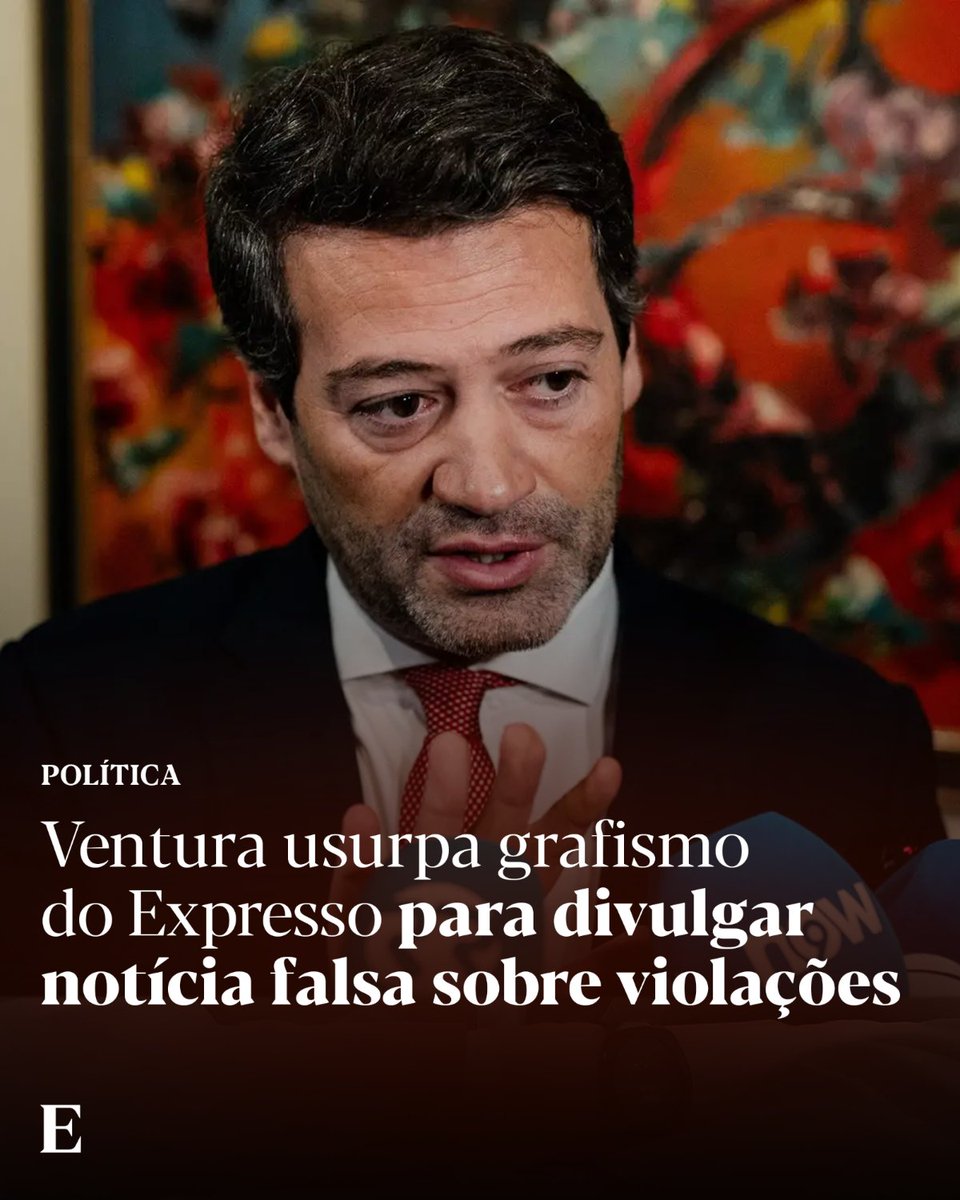 expresso's tweet photo. Líder do Chega partilhou uma notícia que falsifica dados oficiais sobre estrangeiros condenados por violação. Para o fazer usou uma imagem e tipo de letra semelhantes aos do site do Expresso, para credibilizar uma informação falsa. 

Leia mais:  https://t.co/92soj5ZPAm https://t.co/uuqYlOcjfs