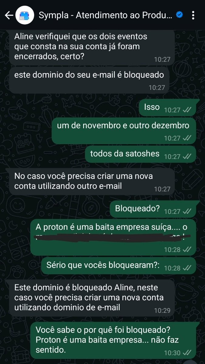 eualinemei's tweet photo. Barbaridade, bloquearam Privacidade.
Compartilhe! 🤬

Outubro do ano passado criei conta na @Sympla  para o evento da @satosheschain , com email da @ProtonMail .

Essa semana passei dias tentando entrar na conta porque diz que a senha está errada , mas o motivo era outro 🤡 https://t.co/c9QJBpYD6u