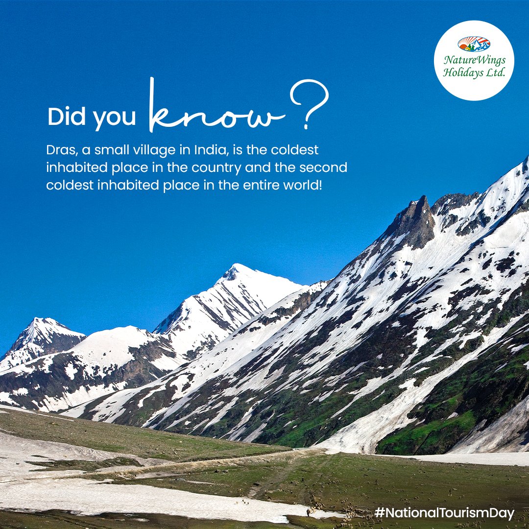 NatureWings's tweet photo. Imagine going to a place where temperatures dip to -45°C! Dras is a quaint village in Ladakh, that holds the title of the coldest inhabited place in India and the second coldest in the world. https://t.co/B1tKtUtTI2