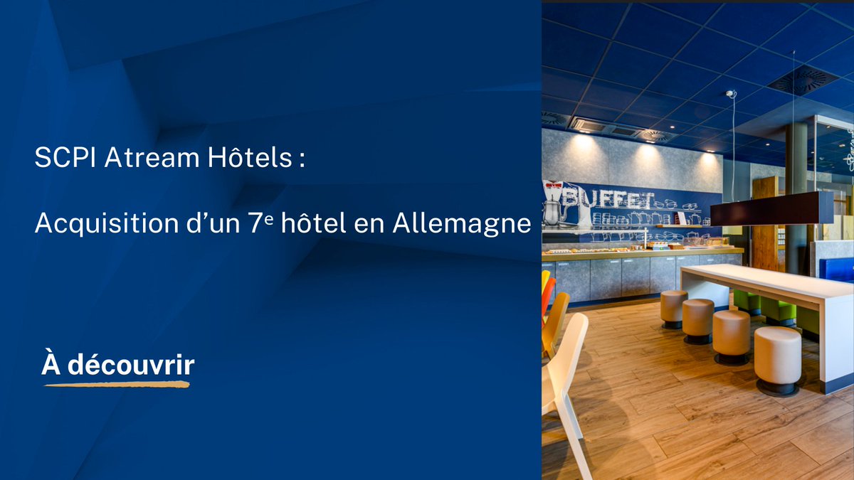 Meilleure SCPI (@meilleurescpi) on Twitter photo 📢 Nouveauté SCPI Atream Hôtels !
7ᵉ acquisition en Allemagne 🇩🇪 : l’Ibis Budget Munich Ost Messe, près du centre des congrès.
✔ Bail sécurisé de 8 ans avec Accor Invest
✔ Stratégie renforcée en Europe
👉 meilleurescpi.com/actualites/scp…
🔔 Communication publicitaire 🔔 📢 Nouveauté SCPI Atream Hôtels !
7ᵉ acquisition en Allemagne 🇩🇪 : l’Ibis Budget Munich Ost Messe, près du centre des congrès.
✔ Bail sécurisé de 8 ans avec Accor Invest
✔ Stratégie renforcée en Europe
👉 meilleurescpi.com/actualites/scp…
🔔 Communication publicitaire 🔔