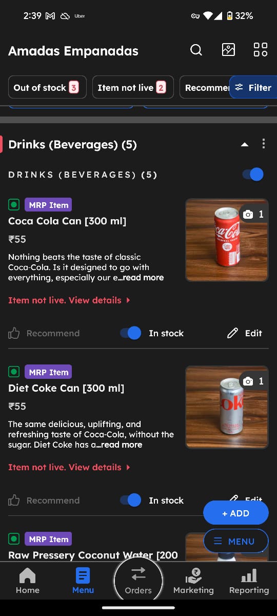 amadasempanadas's tweet photo. @deepigoyal @deepigoyal In fact, our restaurant is selling coke and diet coke at the lowest price in your entire platform (No one sells it cheaper than us), and yet your team decided to for some reason delist our items instead of the big brands. https://t.co/RWjelqVysD