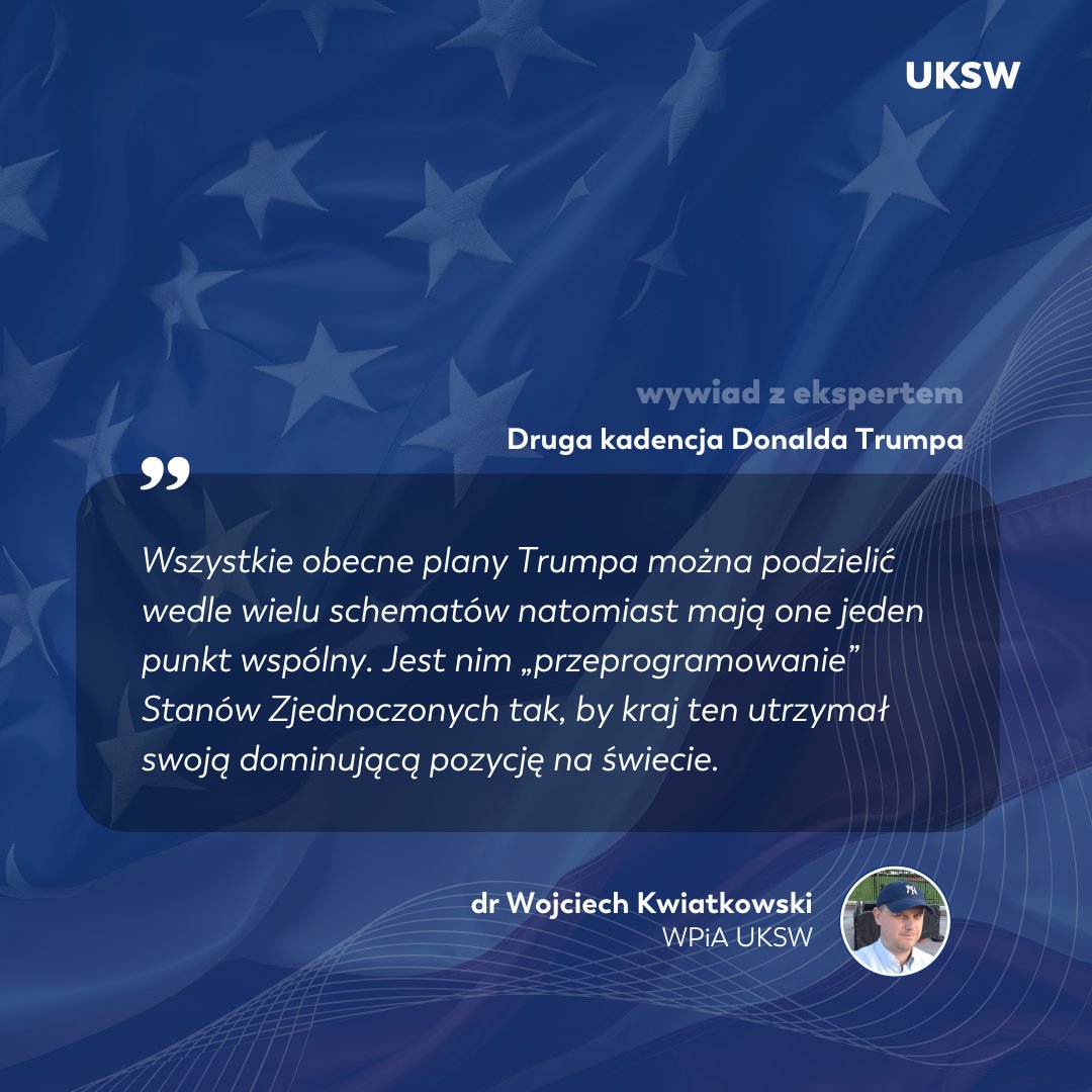 UKSW (@uksw_warszawa) on Twitter photo Jednym z najważniejszych wydarzeń kończącego się tygodnia było zaprzysiężenie <a href="/realDonaldTrump/">Donald J. Trump</a> na 47. prezydenta Stanów Zjednoczonych <a href="/POTUS/">President Donald J. Trump</a>
👉Co przyniesie #USA i #Europa ta rozpoczynająca się kadencja? Spytaliśmy o to dr. Wojciecha Kwiatkowskiego z WPIA #UKSW Jednym z najważniejszych wydarzeń kończącego się tygodnia było zaprzysiężenie <a href="/realDonaldTrump/">Donald J. Trump</a> na 47. prezydenta Stanów Zjednoczonych <a href="/POTUS/">President Donald J. Trump</a>
👉Co przyniesie #USA i #Europa ta rozpoczynająca się kadencja? Spytaliśmy o to dr. Wojciecha Kwiatkowskiego z WPIA #UKSW
