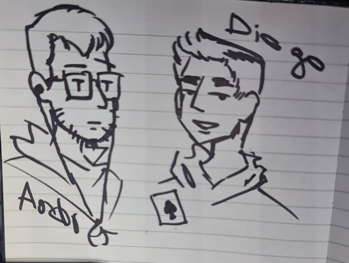 Cuando estaba en el avion, camino hacia españa, una persona nos dibujo mientras estabamos jugando cartas, polar y yo nos quedamos sorprendidos