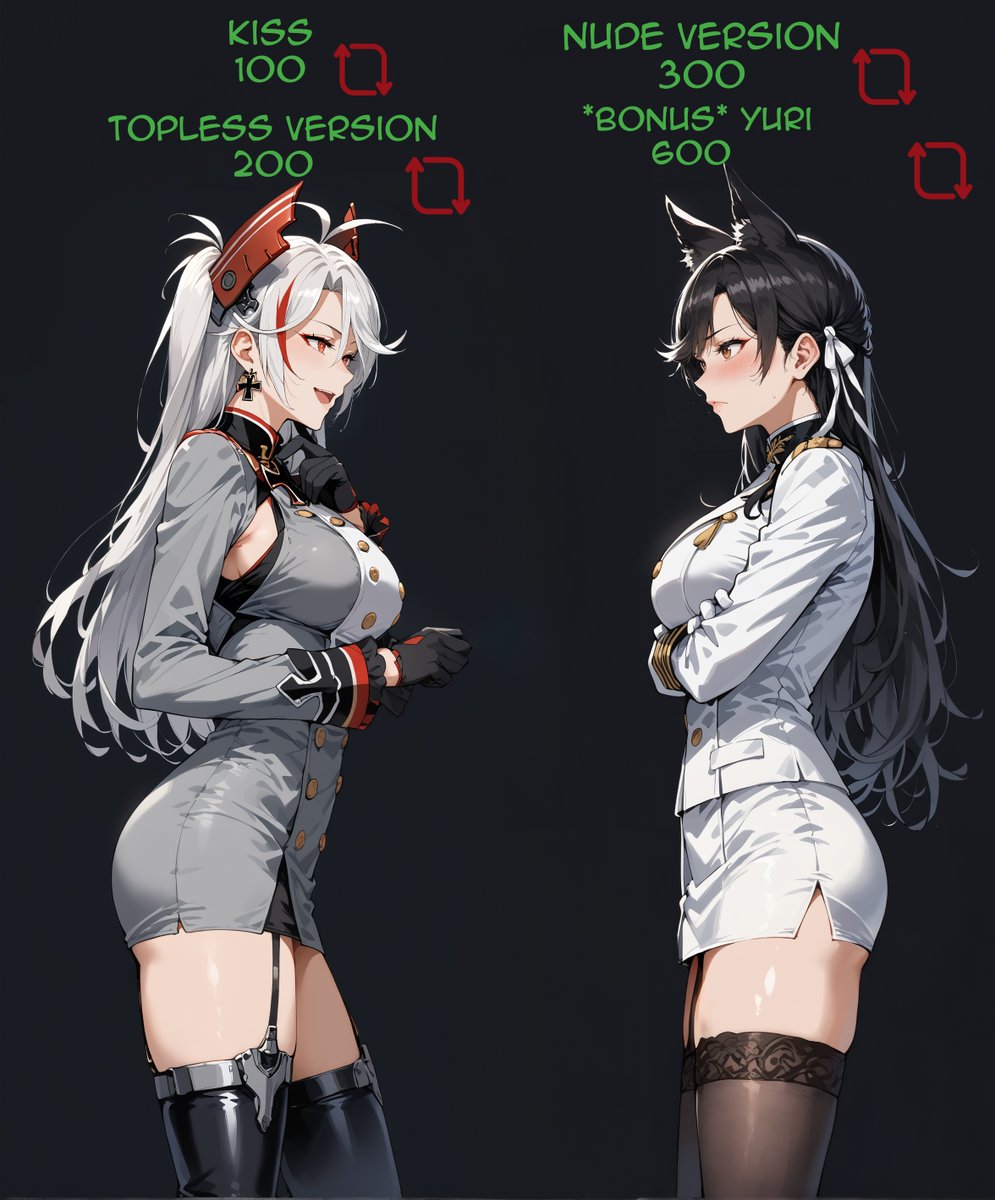 I think Prinz Eugen is proposing something to Atago. And Atago's blank stares means she's considering it? Help her make up her mind! : D