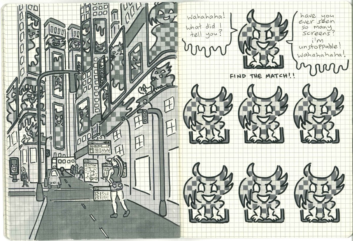 This is one of the things I'm working on, a little puzzle book adventure story, this is page 6. Can you find the match? Coming to my itchio soon.
#gamedev