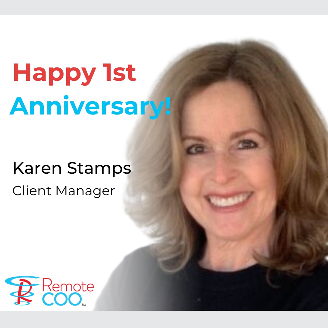 RemoteCOO's tweet photo. Happy Anniversary, Karen! Your dedication, adaptability, and can-do spirit are truly inspiring. Thanks for your willingness to dive in with both feet, embrace new challenges, and masterfully organize every detail. 

#remotecoo #workanniversary https://t.co/tNC3Tbr1H1