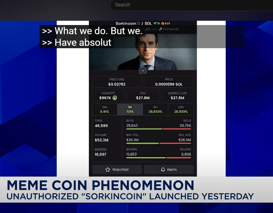 eurGsuperfast's tweet photo. @CNBC just shilled $SORKIN 

SorkinCoin on National news and @CNBC itself is shilling it on TV!

4wZNTEJpZkPjRe9aDFr2ZjcSnrWpTmxA6XA96mgUpump

https://t.co/bRjvHvZrGc https://t.co/wSXeiqff4E