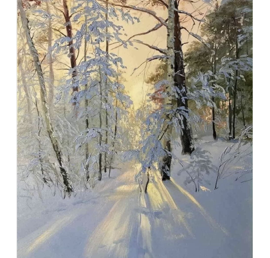 The_Art_Guide's tweet photo. Russian artist Igor Sakharov "Rays of Light on the Snow" o/c https://t.co/o44JsWIeXV
