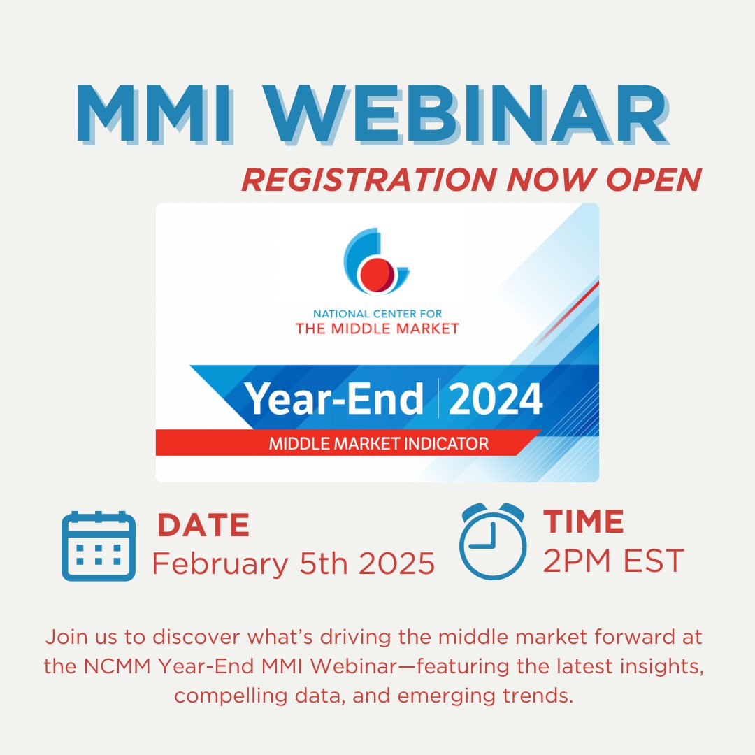NCMM Year-End MMI Webinar—where data meets direction and insights drive action. Don’t miss this pivotal moment to explore the future of the middle market!
 
Register Here:
osu.zoom.us/webinar/regist…