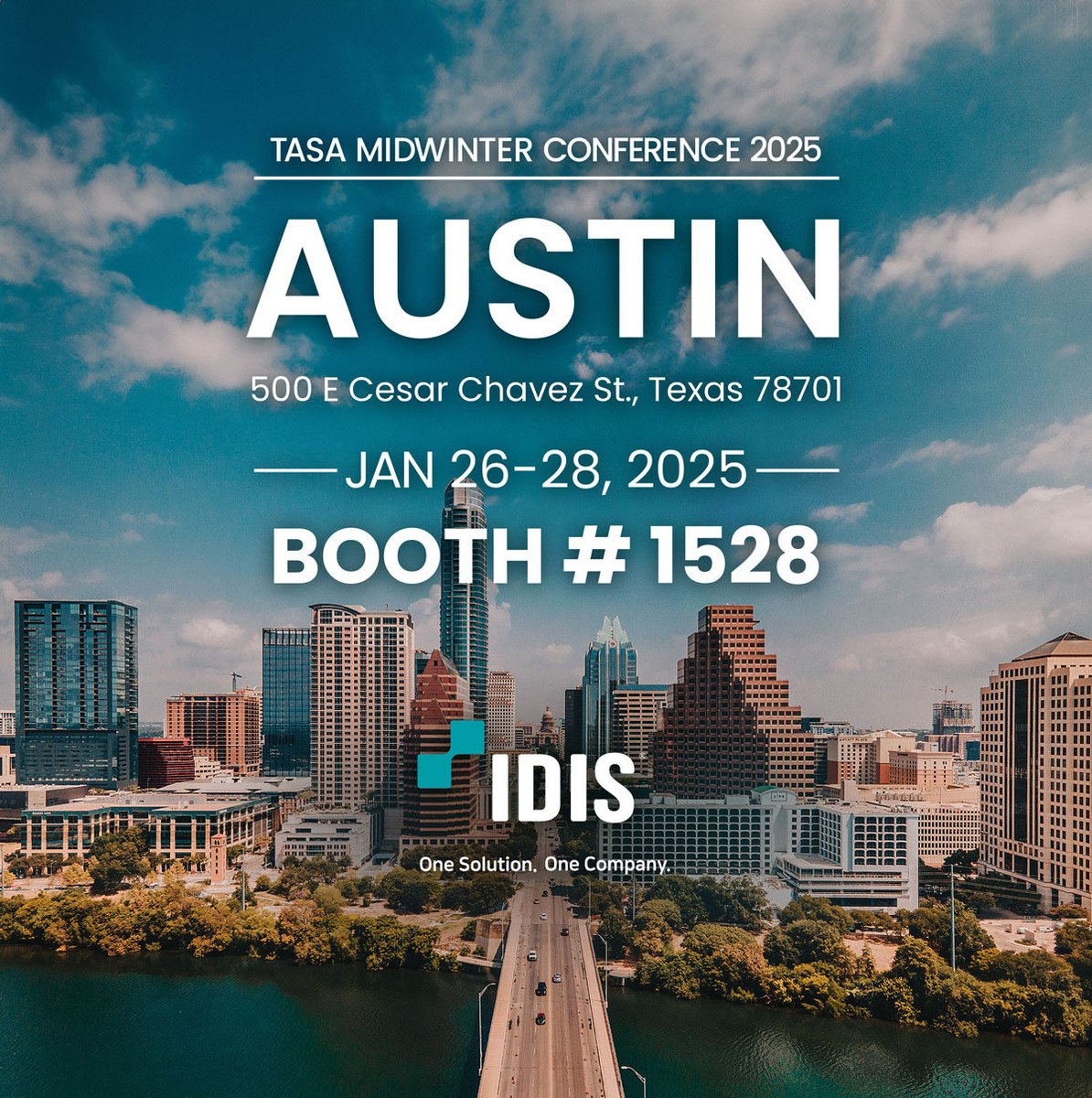 Join Us at TASA Midwinter 2025! 
Visit IDIS Americas at Booth #1528 to explore our cutting-edge security solutions for safer campuses.
January 26 &amp; 28 |  Austin Convention Center
#TASAMidwinter #IDIS #InnovationInSecurity #SaferCampuses