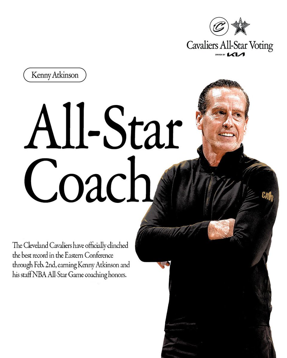Coach Kenny reporting for All-Star duty. 🫡

The NBA announced today that Cleveland Cavaliers head coach Kenny Atkinson and his coaching staff will serve as coaches representing the Eastern Conference during the 2025 NBA All-Star Game in San Francisco on Feb. 16.

LEARN MORE: