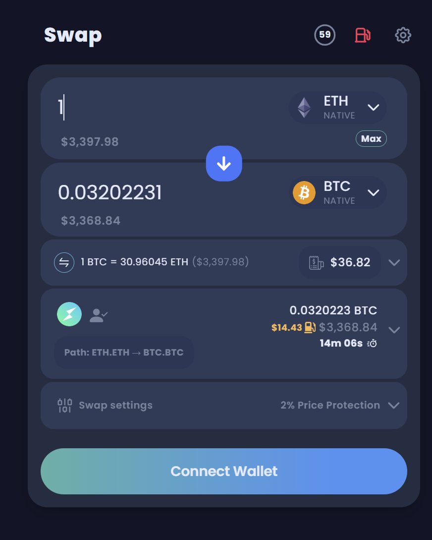 THORSwap's tweet photo. Cross-chain Swaps via @THORChain are fully functional on @THORSwap. https://t.co/WgWI191ZRR