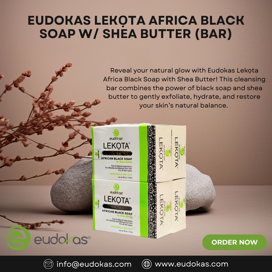 Eudokas's tweet photo. Reveal your natural glow with Eudokas Lekọta Africa Black Soap with Shea Butter! This cleansing bar exfoliates, hydrates, and restores your skin’s natural balance. 🧼✨ 

Shop now for a refreshing cleanse! https://t.co/EwhihB7ISn