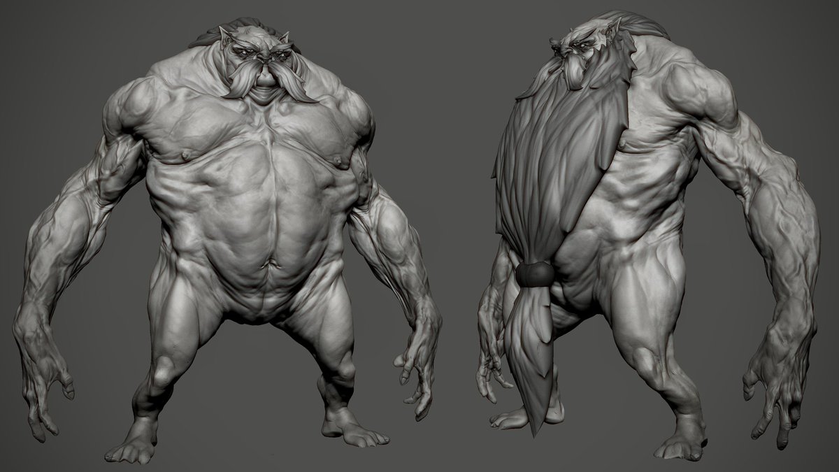 MetaDumplings's tweet photo. Dwarf design. I worked on his hands on the last stream, combed his beard a little. #ArtemShapiro #metadumplings #art #zbrush #creature #conceptart #3dart #creaturedesign #monster https://t.co/ptDhFBRMUo