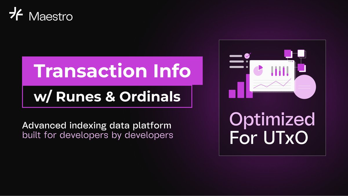 🚀 Maestro's API Avalanche: Day 5, Upgraded Transaction Info

Get detailed transaction information with enhanced metaprotocol insights: 
👉docs.gomaestro.org/bitcoin/transa…
👉docs.gomaestro.org/bitcoin/transa…

🔍 What's new?
The Transaction Info API now features an updated metaprotocols field,