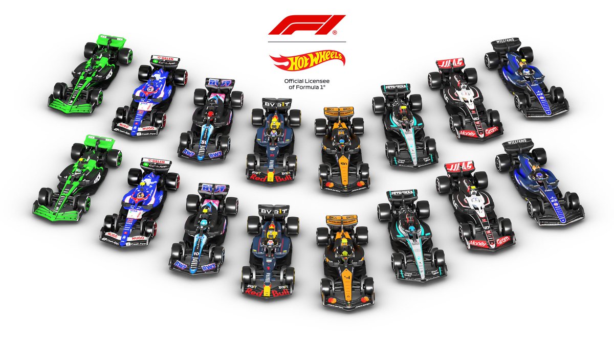A_S12's tweet image. .@Mattel is showing off its first line of officially licensed @F1 products, with eight of the 10 teams participating (@Ferrari and @AstonMartinF1 are not seen).

🔲 Hot Wheels will sell the 1:64 scale cars individually and in 5-packs along with premium items and two track sets.