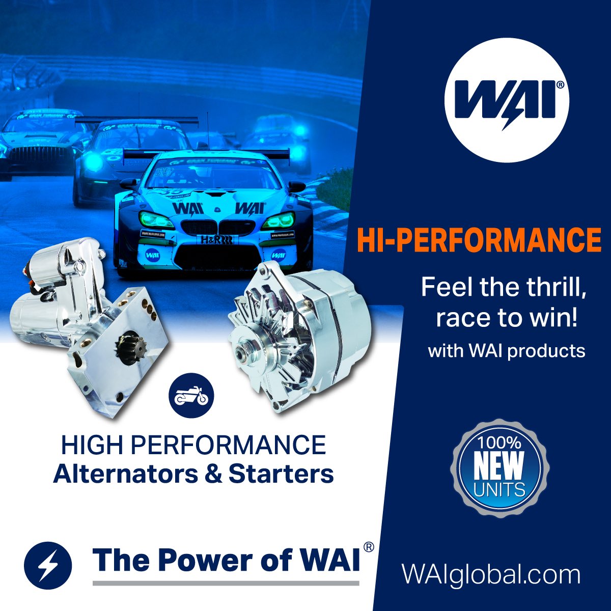 WAI_canada's tweet image. Unstoppable power, every time you hit the speed racing track.
Maximize your engine’s potential with our high-performance parts.
#ThePowerofWAI #HighPerformance #Starters#Alternators #EngineManagement