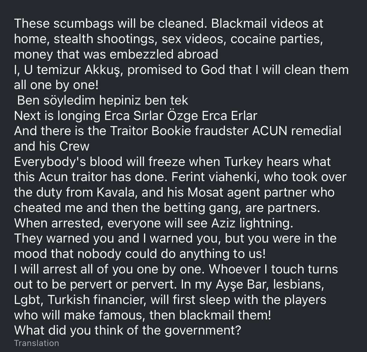 gitanacanela's tweet photo. Uncle Acun and those associated with him are next……. . May all the truth, the evil done and those involved come to light!!!!      ⌛️⏳💀 https://t.co/f7AjusnsCt