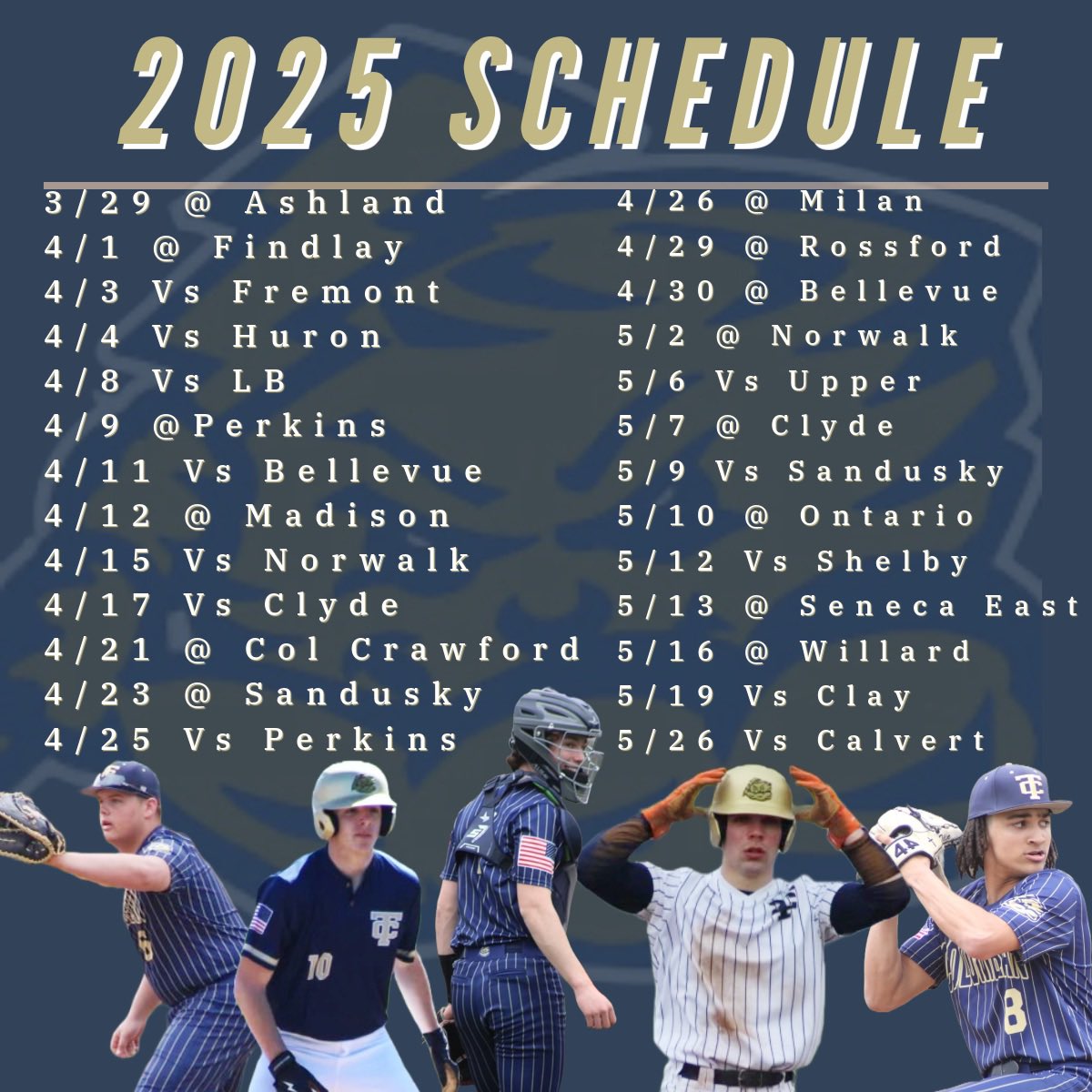 BaseballTiffin's tweet photo. Our 2025 schedule is complete. Ready to get back at it. https://t.co/P2LQxsUKlq