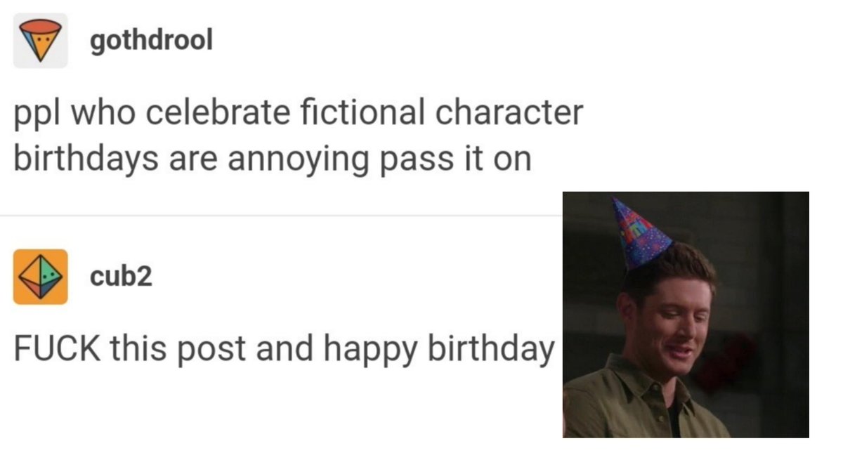 pig_in_a's tweet photo. HAPPY B-DAY DEAN WINCHESTER 🎉 https://t.co/v0zqA3kQtW