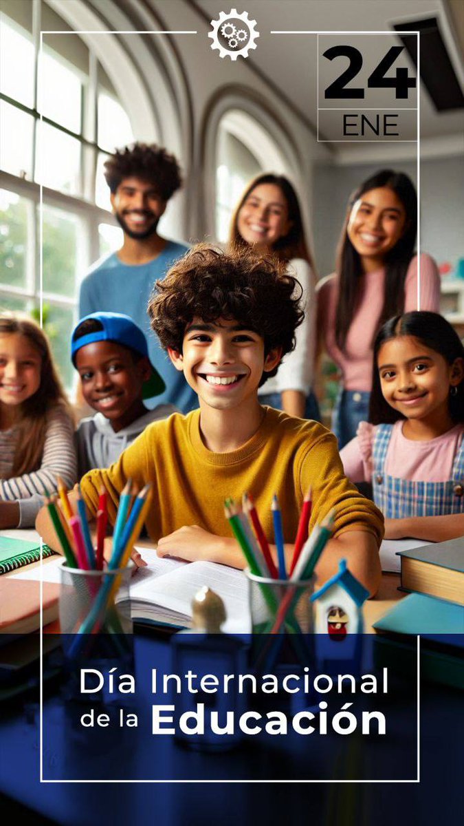 #Efeméride || Hoy conmemoramos el Día Internacional de la Educación, un día para celebrar el poder del conocimiento. 
Recordemos que cada lección aprendida es un paso hacia un futuro más brillante. 
¡Sigamos juntos en esta aventura de aprender y crecer! 
La educación es el motor