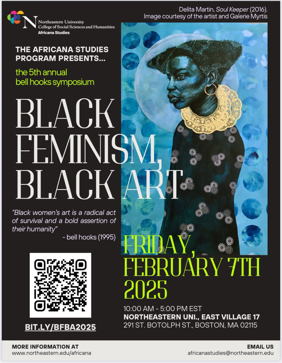 Two weeks today <a href="/nu_africana/">Northeastern Africana Studies Program</a> will bring you our 5th bell hooks symposium Black Feminism, Black Art featuring artists, academics, and activists committed to the practice of both.