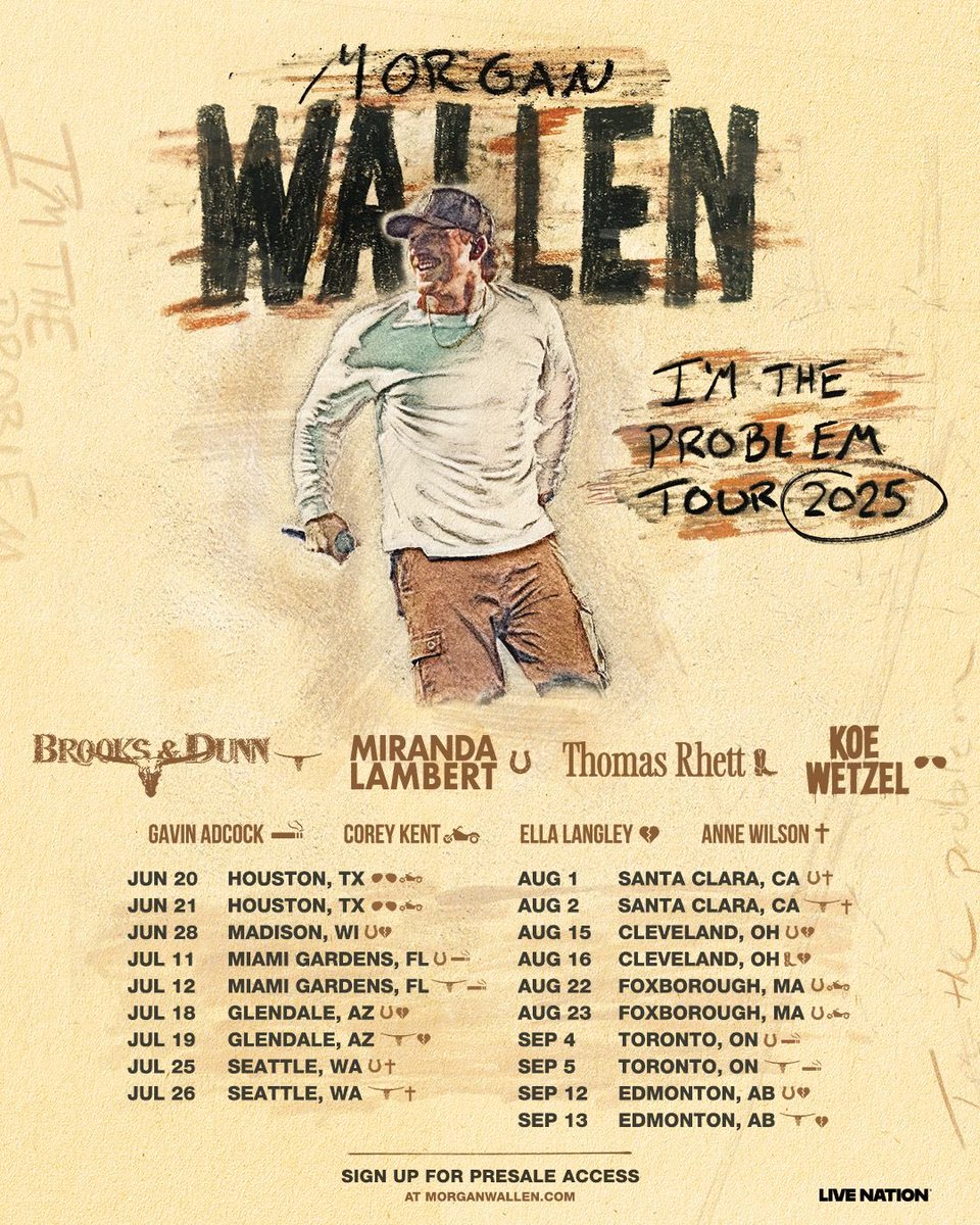 Morgan Wallen announces the 2025 “I’m The Problem Tour.”