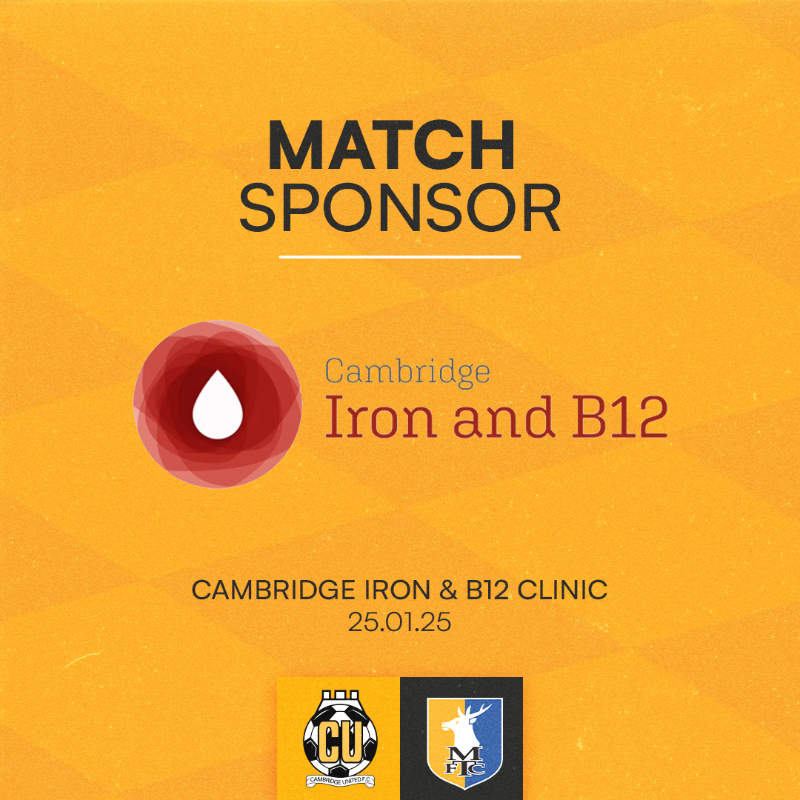 CambridgeUtdFC's tweet photo. Thanks to today's Match Sponsor, Cambridge Iron and B12! 🤝