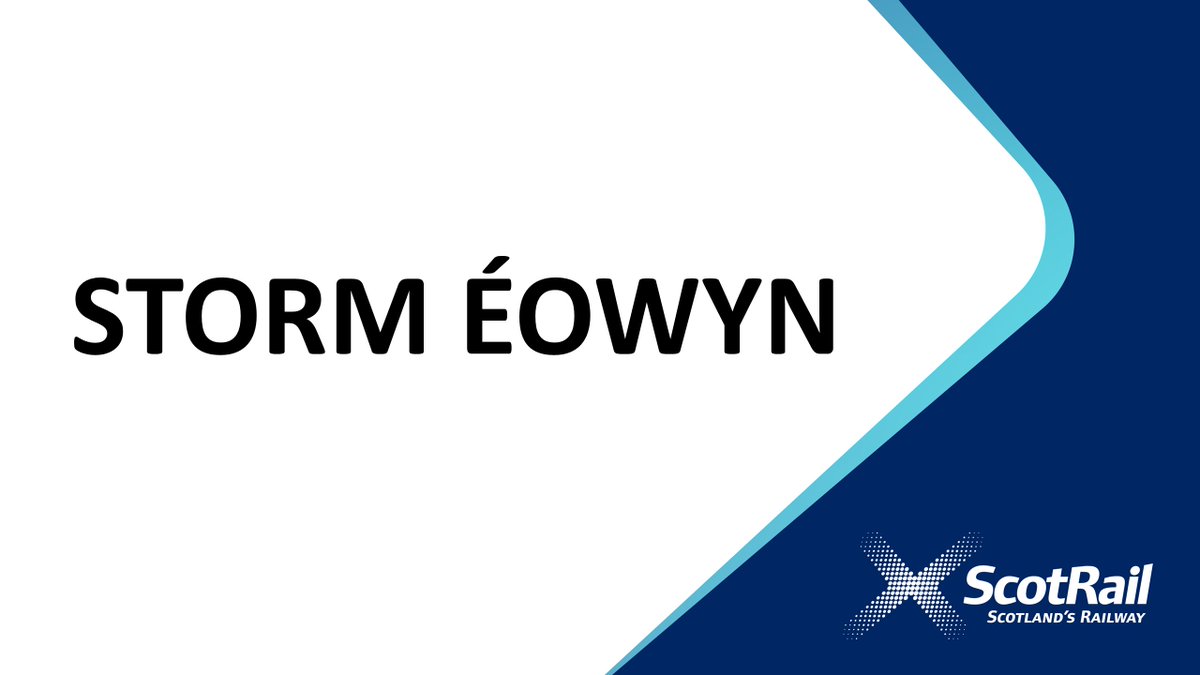 Storm Éowyn - 14:15 update

The impact of Storm Éowyn is being felt across Scotland’s Railway, with extremely high winds causing significant damage to infrastructure throughout the country.
 
We won't know the full extent of the damage until after the storm passes and our Network