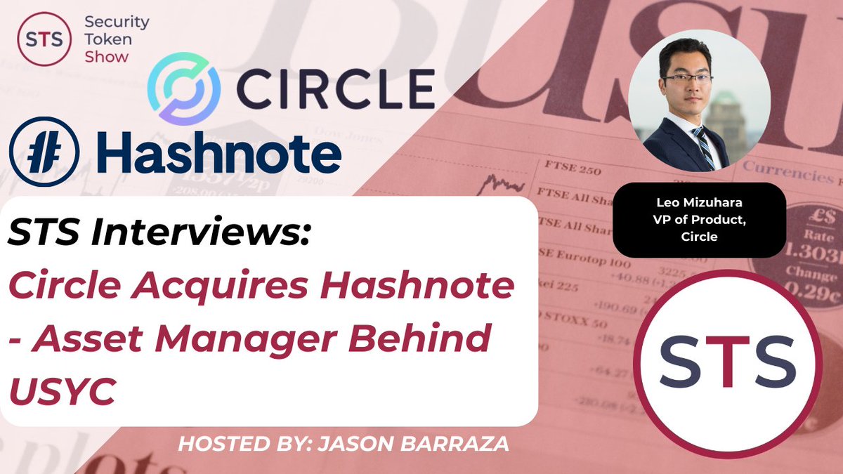 STM.co ๐ด (@markets_onchain) on Twitter photo EXCLUSIVE: Interview with <a href="/LeoMizuhara/">Leo Mizuhara</a> on the <a href="/circle/">Circle</a> acquisition of <a href="/Hashnote_Labs/">Hashnote</a>, coming up in this afternoon's episode of <a href="/TheSTOShow/">The Security Token Show ๐ด</a>!
"I think the adoption from traditional institutions is going to be enormous as regulatory clarity opens up and I think Circle is really in EXCLUSIVE: Interview with <a href="/LeoMizuhara/">Leo Mizuhara</a> on the <a href="/circle/">Circle</a> acquisition of <a href="/Hashnote_Labs/">Hashnote</a>, coming up in this afternoon's episode of <a href="/TheSTOShow/">The Security Token Show ๐ด</a>!
"I think the adoption from traditional institutions is going to be enormous as regulatory clarity opens up and I think Circle is really in