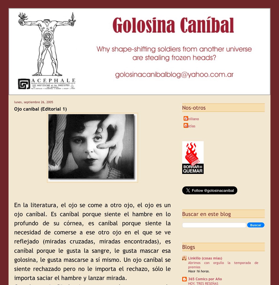 golosinacanibal's tweet photo. Este año Golosina Caníbal cumple 20 años. 

Arrancó en 2005, la era dorada de los blogs, con estos posteos:

https://t.co/VQ9eGb3fbA https://t.co/hdEA4KWZYV