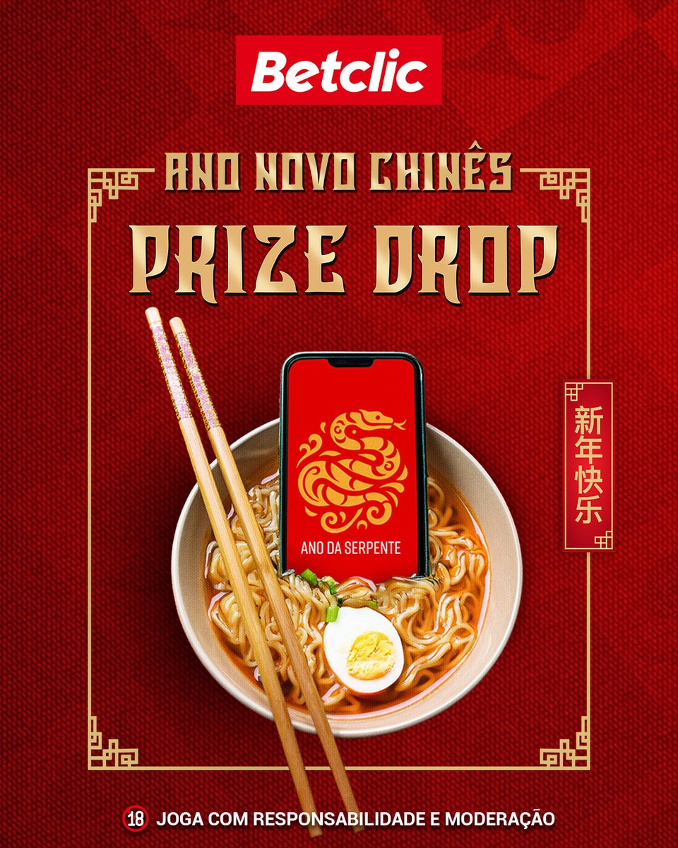 🐍🍜 O Chef Win Win Ling começa esta degustação do Ano Novo Chinês com o Prize Drop Noodles, há 50.000€ para provar!

Sorteio de 10€ em Bónus de Casino para 20 pessoas:
- Dá RT + Like
- Comenta o teu Username + #AnoNovoChinesBetclic
- Pago segunda

➡️ betclic.pt/scp-cnylanding