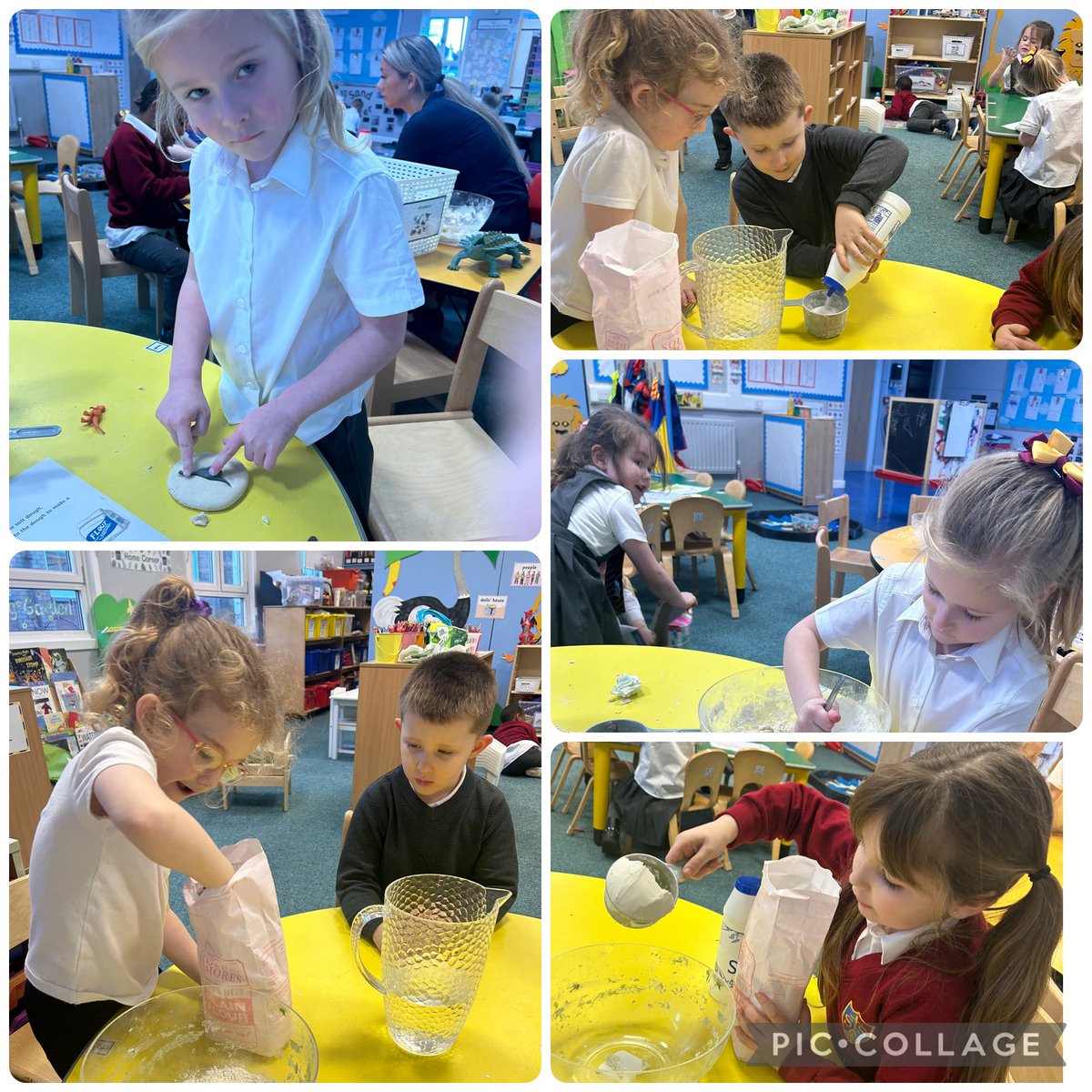 Last week we had a go at making our own fossils. We followed a recipe to make salt dough, moulded it and then experimented with different dinosaur toys to make imprints and impressions in the dough. We can’t wait to see how they turn out when they have dried!