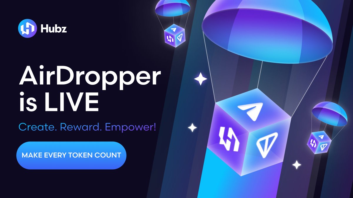 HubzNetwork's tweet photo. It’s Official: #AirDropper is LIVE! 🪂

Rewards will finally land where they belong. Here’s why the $TON community will love it:

🔹 So easy, your grandma could do it
🔹 No more bots stealing your drops 
🔹 Targeted delivery that actually works

Say goodbye to wasted tokens and and hello to real engagement! Let's Make Every Token Count 💎

Get Started: https://t.co/1OATlcvQYH

#AirdropCrypto #Airdrops #Rewards #TON