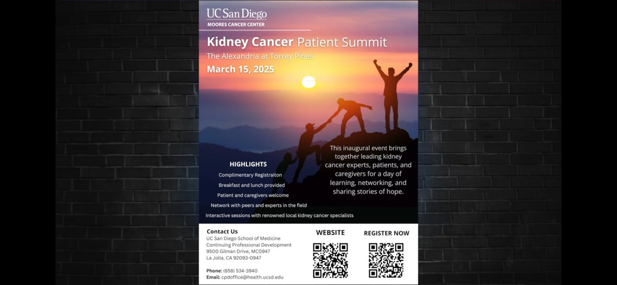 Tyler Seibert MD PhD (@tylersbrt) on Twitter photo Another great podcast by <a href="/gu_onc/">GU Cast | Urology podcast!</a>, with a quick overview of <a href="/DrChoueiri/">Toni Choueiri, MD</a> team’s list of top 📄 in GU oncology 2024. Plus, a shout out for the <a href="/UCSanDiego/">UC San Diego</a> Kidney Cancer Patient Summit in March (see QR code)
<a href="/RenuEapen/">Renu Eapen</a> <a href="/declangmurphy/">Declan Murphy</a> <a href="/DrRanaMcKay/">Rana McKay, MD, FASCO</a> Another great podcast by <a href="/gu_onc/">GU Cast | Urology podcast!</a>, with a quick overview of <a href="/DrChoueiri/">Toni Choueiri, MD</a> team’s list of top 📄 in GU oncology 2024. Plus, a shout out for the <a href="/UCSanDiego/">UC San Diego</a> Kidney Cancer Patient Summit in March (see QR code)
<a href="/RenuEapen/">Renu Eapen</a> <a href="/declangmurphy/">Declan Murphy</a> <a href="/DrRanaMcKay/">Rana McKay, MD, FASCO</a>