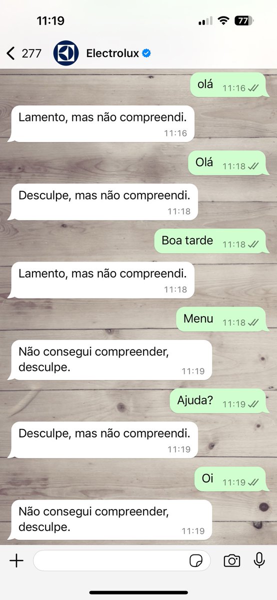 MazzaOriginal's tweet photo. @ElectroluxBr o atendimento de vocês é muito frustrante!!! No telefone cai a ligação e seu WhatsApp é burro! https://t.co/tuwBvHC2Ev