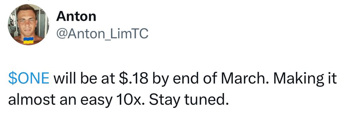kratos_harmony's tweet photo. 🎙️ $ONE will be at $.18 by end of March. Making it almost an easy 10x. Stay tuned.

@Anton_LimTC 🙏 https://t.co/uwu9N5mIqp