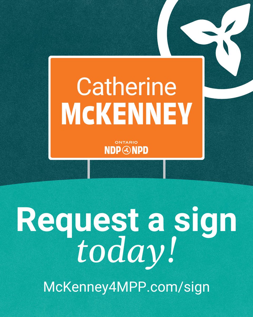 ottawacentreNDP's tweet image. If Doug Ford calls an early election next week, we need to show the strength of our people-powered movement and get as many signs up day one as possible.
Visit McKenney4MPP.com/sign to order your sign today! #onpoli