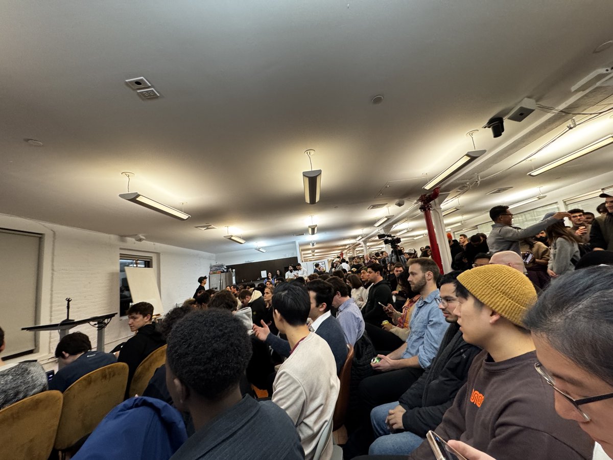 amadad's tweet photo. 💽 Another cold NYC night — warmed by 2hr+ of demos @southpkcommons:
 
@Dessn_ai designers to prod, no code;
@perhapsinc recrafting the web with AI;
@developedbytoby new UI canvas @beemthinks;
@Flomerboy debuted Poetry Camera ‘Program Mode’;
@cultured live $1k of bounties from @whop;
@canopy_ai building GenUI for enterprise;
@eddiejiao_obj exploring GenAI UX paradigms;
@trudypainter with Gemini realtime api demos;
@maxbittker “infinite human niches on the web”;
@jasonyuan social graph as Gossip Girl rag.