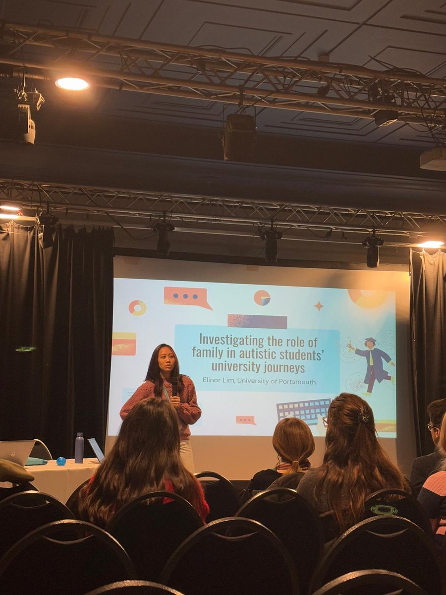 Centre for Interaction, Development and Diversity (@uop_cidd) on Twitter photo Well done to <a href="/UoP_CIDD/">Centre for Interaction, Development and Diversity</a> PhD student <a href="/elinorlim_/">Elinor Lim (she/her)</a>, who is presenting her PhD research, Investigating the role of family in autistic students' university journeys, at the <a href="/SouthCoastDTP/">South Coast DTP</a> Final Year Conference.
cc supervisors <a href="/e_mine_gurbuz/">Emine Gurbuz (she/her)</a> <a href="/drstevenkapp/">Steven Kapp</a> <a href="/DrBeatriz_Lopez/">Beatriz Lopez</a> Well done to <a href="/UoP_CIDD/">Centre for Interaction, Development and Diversity</a> PhD student <a href="/elinorlim_/">Elinor Lim (she/her)</a>, who is presenting her PhD research, Investigating the role of family in autistic students' university journeys, at the <a href="/SouthCoastDTP/">South Coast DTP</a> Final Year Conference.
cc supervisors <a href="/e_mine_gurbuz/">Emine Gurbuz (she/her)</a> <a href="/drstevenkapp/">Steven Kapp</a> <a href="/DrBeatriz_Lopez/">Beatriz Lopez</a>