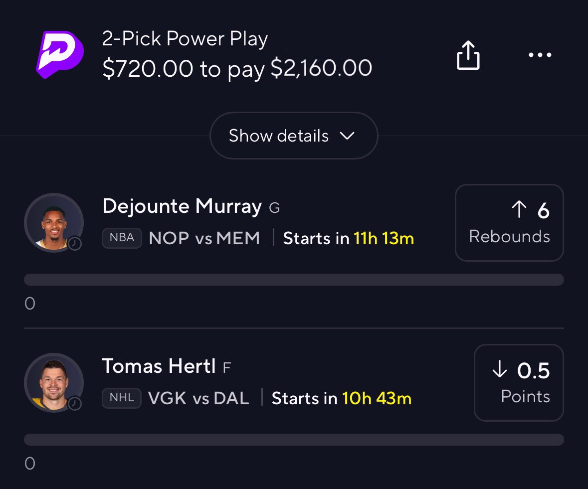 DRPicks34's tweet photo. Let’s run it back ⏪💸

NBA x NHL PrizePicks 2-Pick Power Play To Win $2,000🤑🤑

🏀👤 Dejounte Murray⚠️OVER 6 REB⚠️

🏒👤 Tomas Hertl ⚠️UNDER 0.5 PTS⚠️

#NBAThreads #gamblingtwitter #sportsbetting
#playerprops #propbets #prizepicks
#Sleeperpicks #Drpicks https://t.co/mrsCsd01ji