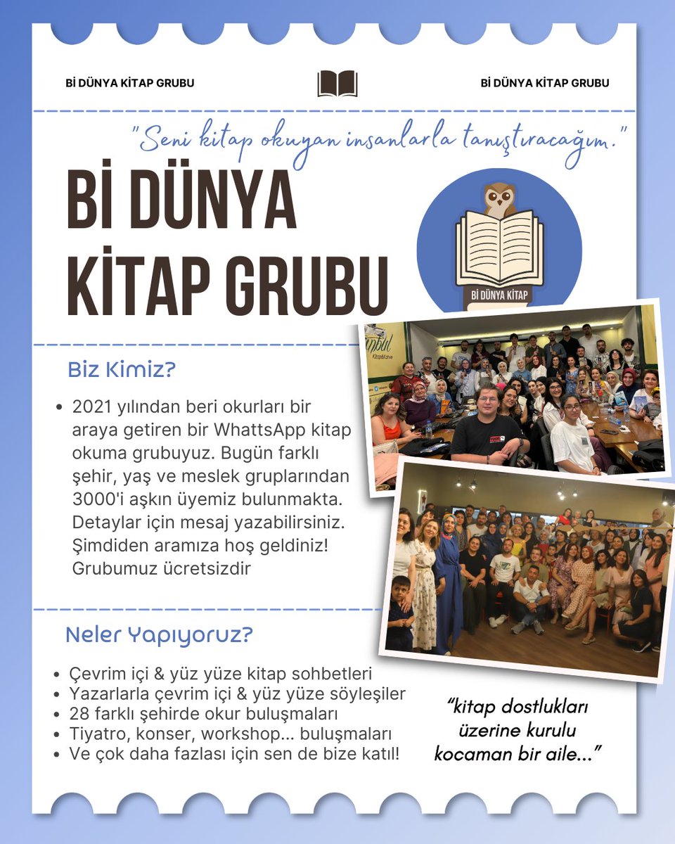 bidunyakitap__'s tweet photo. 2021 yılında, Jack London’un “Seni kitap okuyan insanlarla tanıştıracağım. Hayat ancak böyle insanlarla bir araya geliyorsan yaşamaya değer. “ sözünü kendimize motto edinip bu yola adım attık.🌌
#bidunyakitapgrubu #okumagrubu https://t.co/oBHQQ80DLx