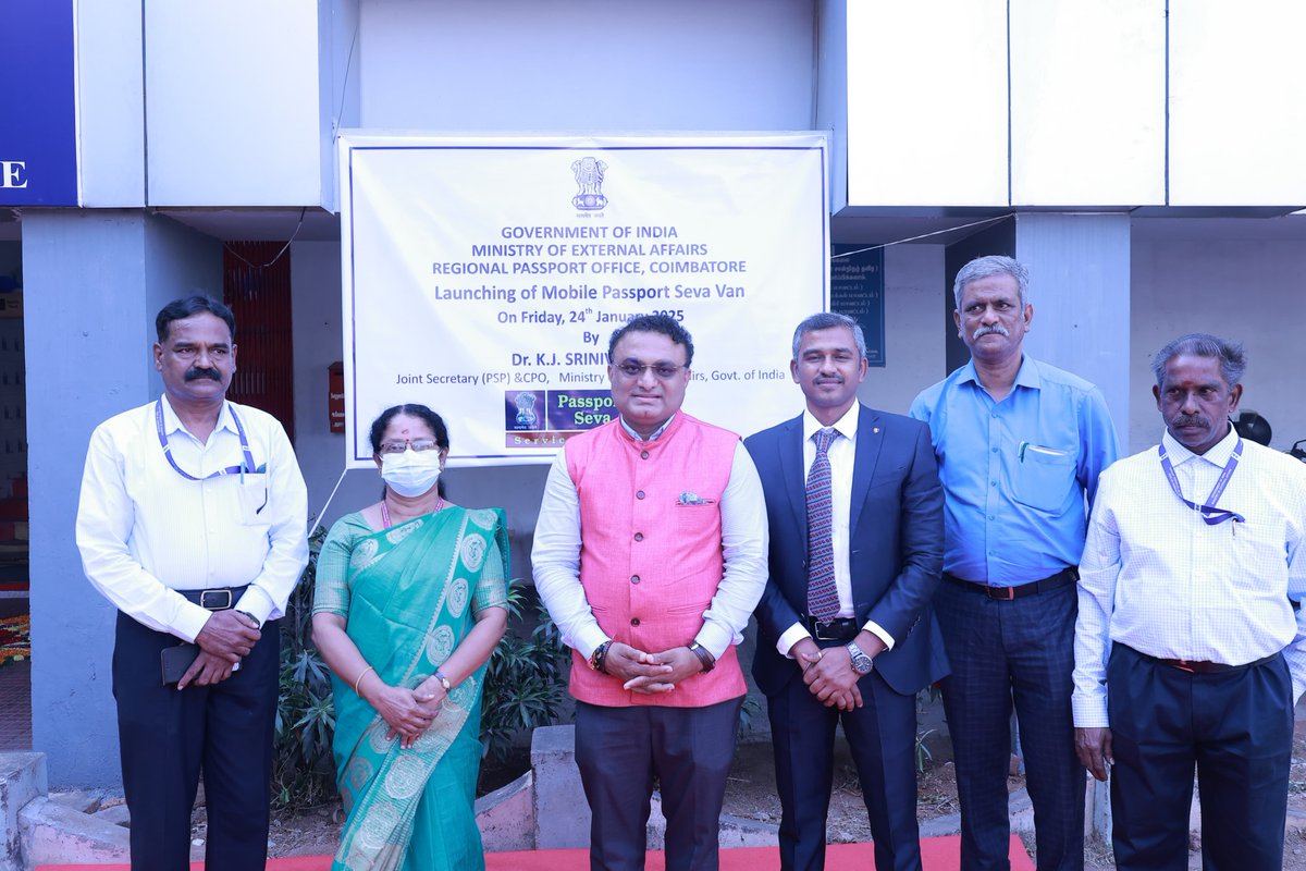 Regional Passport Office, Coimbatore (@rpocbe) on Twitter photo Dr. K.J.Srinivasa,IFS,JS (PSP) & CPO <a href="/drkjsrini/">Dr K J Srinivasa</a> launched a Mobile Passport Seva Van at RPO, Coimbatore with the aim of extending passport services to residents in remote and underserved areas at their door steps.<a href="/passportsevamea/">PassportSeva Support</a> <a href="/MEAIndia/">Randhir Jaiswal</a> <a href="/PMOIndia/">PMO India</a> <a href="/DrSJaishankar/">Dr. S. Jaishankar</a> <a href="/SecretaryCPVOIA/">Arun Kumar Chatterjee</a> Dr. K.J.Srinivasa,IFS,JS (PSP) & CPO <a href="/drkjsrini/">Dr K J Srinivasa</a> launched a Mobile Passport Seva Van at RPO, Coimbatore with the aim of extending passport services to residents in remote and underserved areas at their door steps.<a href="/passportsevamea/">PassportSeva Support</a> <a href="/MEAIndia/">Randhir Jaiswal</a> <a href="/PMOIndia/">PMO India</a> <a href="/DrSJaishankar/">Dr. S. Jaishankar</a> <a href="/SecretaryCPVOIA/">Arun Kumar Chatterjee</a>